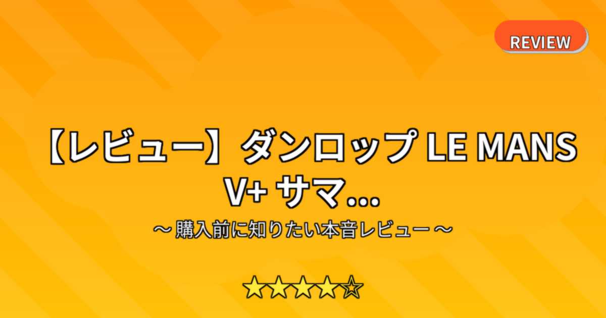 【レビュー】ダンロップ LE MANS V+ サマ...